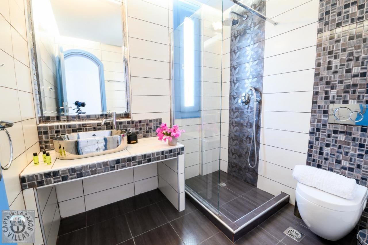 Located By The Sea One Beachfront Private Captain Lazaros Pool Villa With Loft In 750Sqm Spacious Private Plot-Jacuzzi-Sunrelax-Furnished Terace-Gazebo-Private Parking,Sleep 3 Adults And 2 Children, Just Steps From The Black Beach-Seaview Perissa  Exterior photo